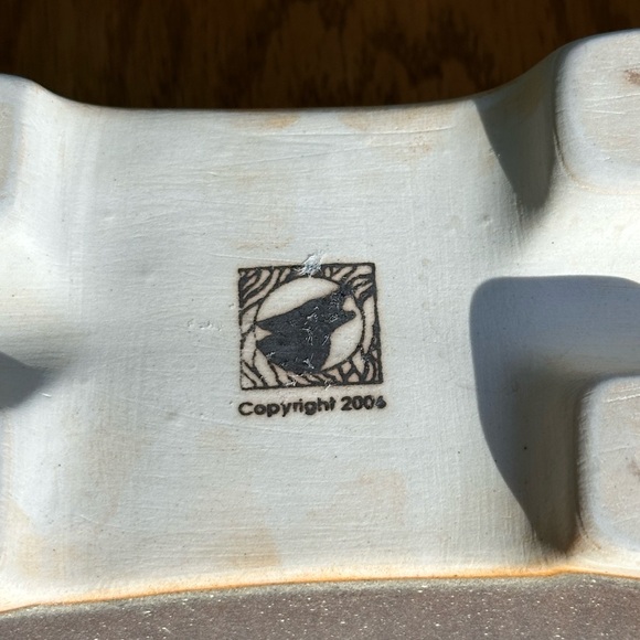 Ikebana Japanese Floral Arrangement Pottery Vase w Flower Frog Coyote Roadhouse - Picture 8 of 9